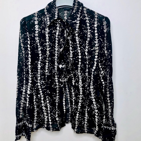 Ivo Nikkolo ruffled blouse black and white size M - Picture 1 of 8